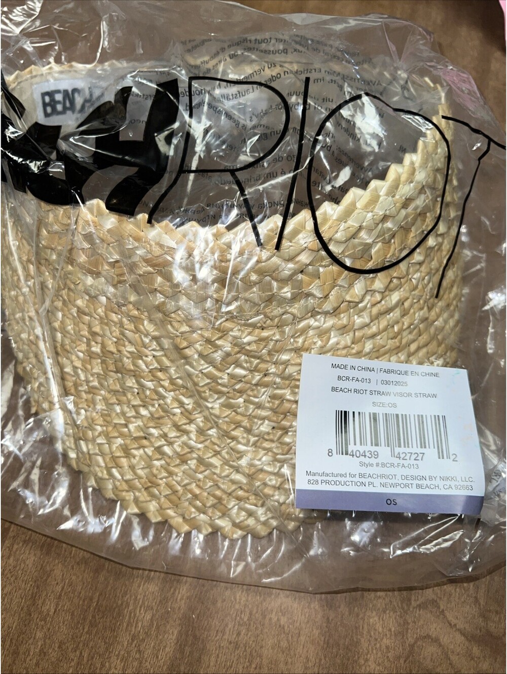 NWT Beach Riot Straw Visor - One Size - Beachy Coastal Nautical Summer Boho